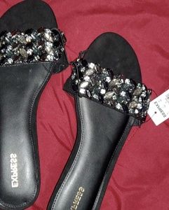 Crystal embellished black slide